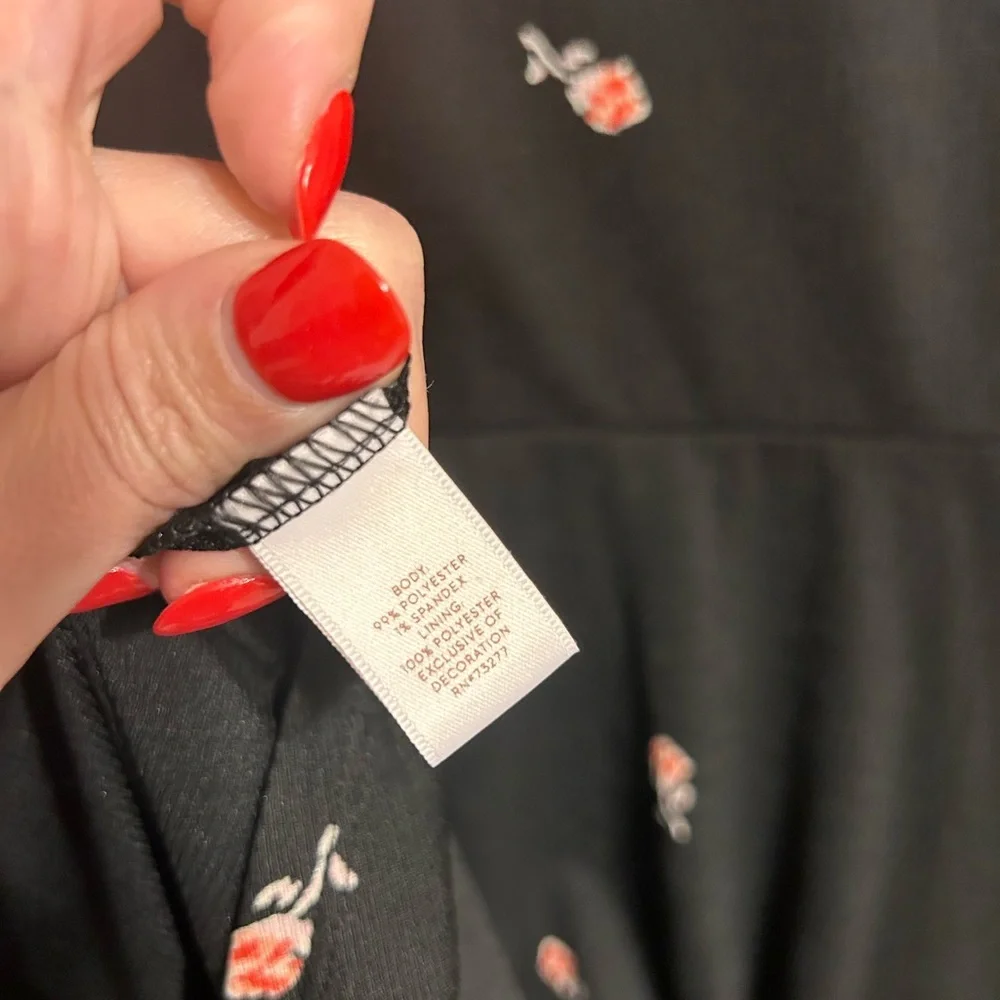 Lauren Conrad black floral dress with ties - Picture 8 of 9